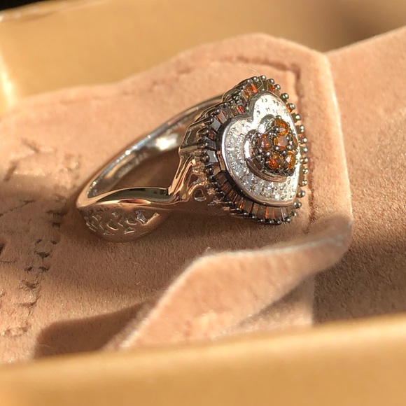 Red & White Diamond Heart Ring 💎 Sterling Silver - Picture 6 of 8